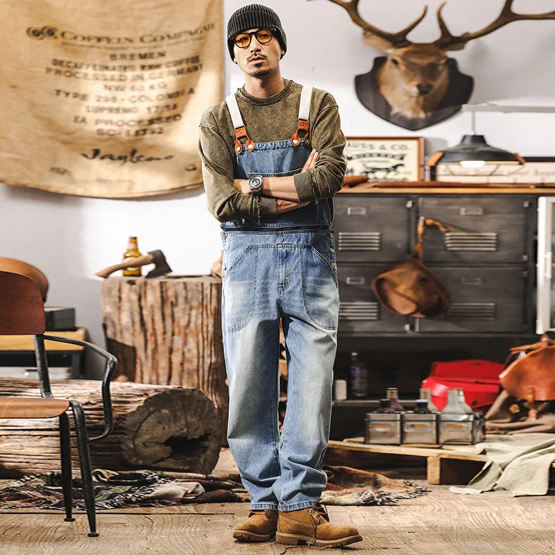 Men's Denim Overalls With Adjustable Straps