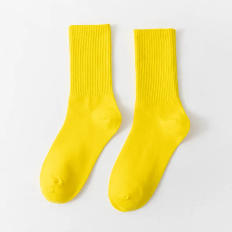 1 Pair Unisex Solid Color Breathable Cotton Socks