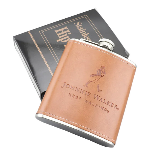 7oz Stainless Steel Hip Flask With PU Leather Wrap