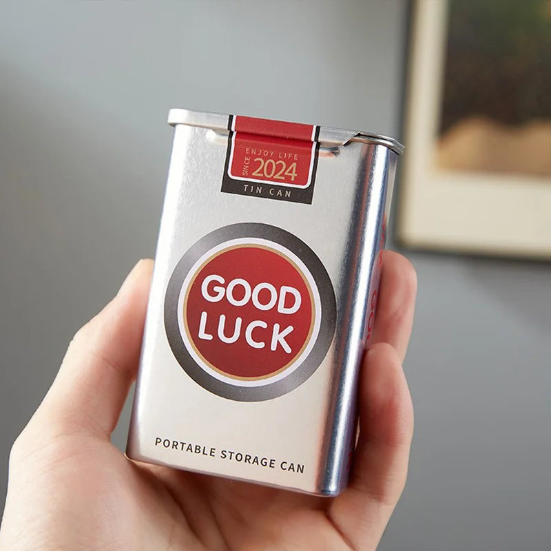 Portable Sliding Cigarette Case With Exquisite Good Luck Embossed Iron