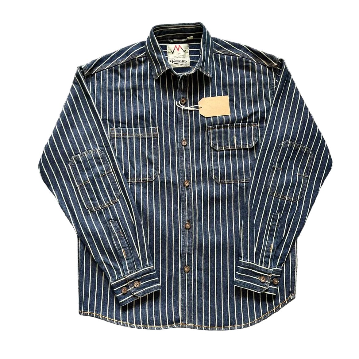 American Vintage Heavyweight Wabash Denim Cargo Striped Shirt for Men