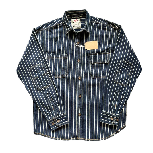 American Vintage Heavyweight Wabash Denim Cargo Striped Shirt for Men