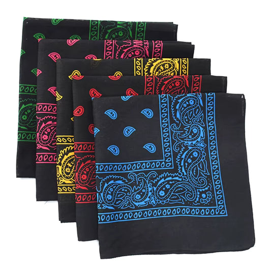 Black Paisley Bandana Kerchief Scarf