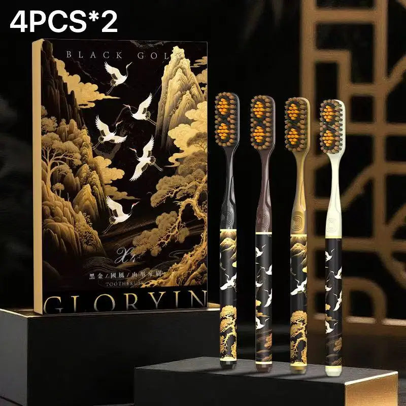 Black Gold Series Twin Peaks Convex Soft Hair Toothbrush Sets