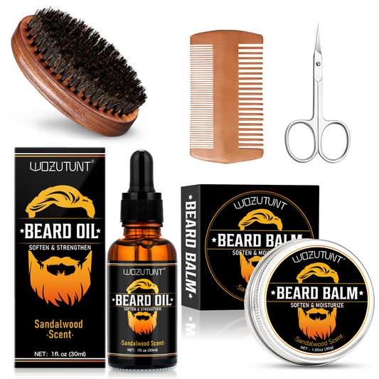 Beard Care Kit With Oil Balm Growth Enhancer And Trim Tool