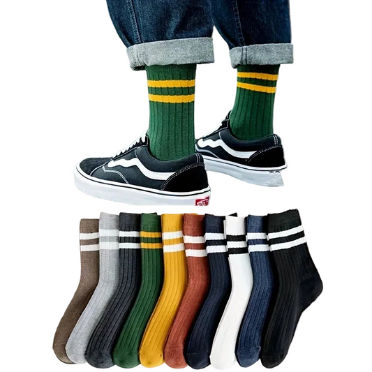 5 Pairs Of Men's Socks, Vintage Fun Gym Socks, Sports Socks