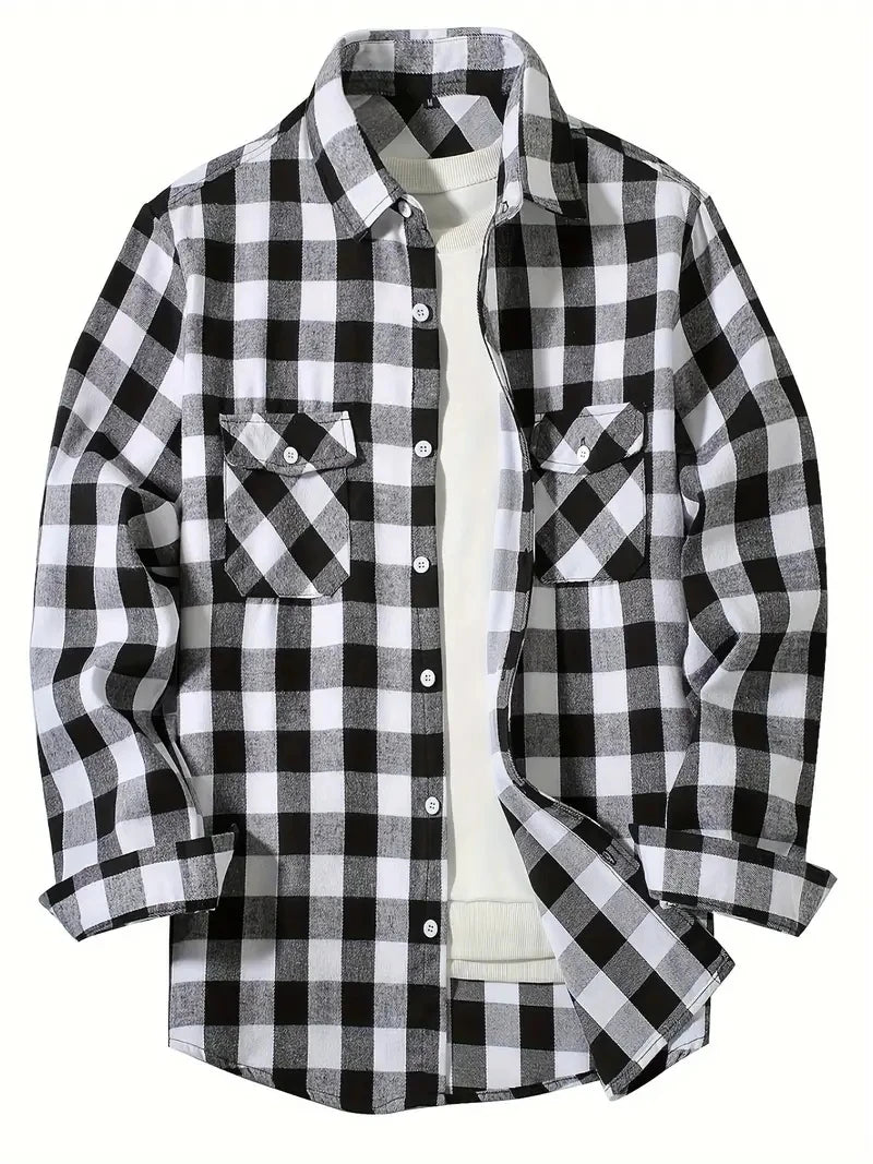 Men's Cotton Long Sleeve Plaid Flannel Lumberjack Shirts