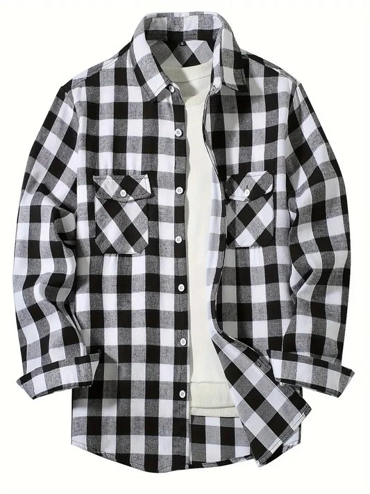 Men's Cotton Long Sleeve Plaid Flannel Lumberjack Shirts