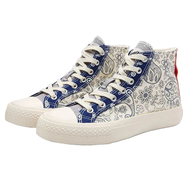 High Top Printed Canvas Sneakers