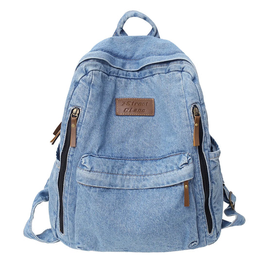 Denim Backpacks Bag Multi Pockets Large Capacity Rucksack