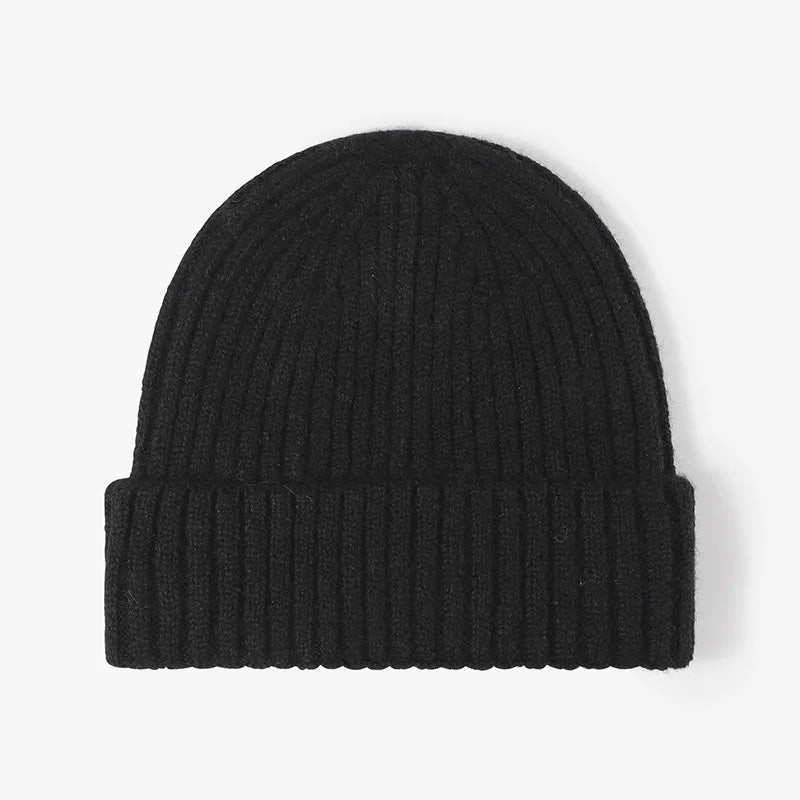 Thick Wool Beanie Hat - Warm Knitted Cap