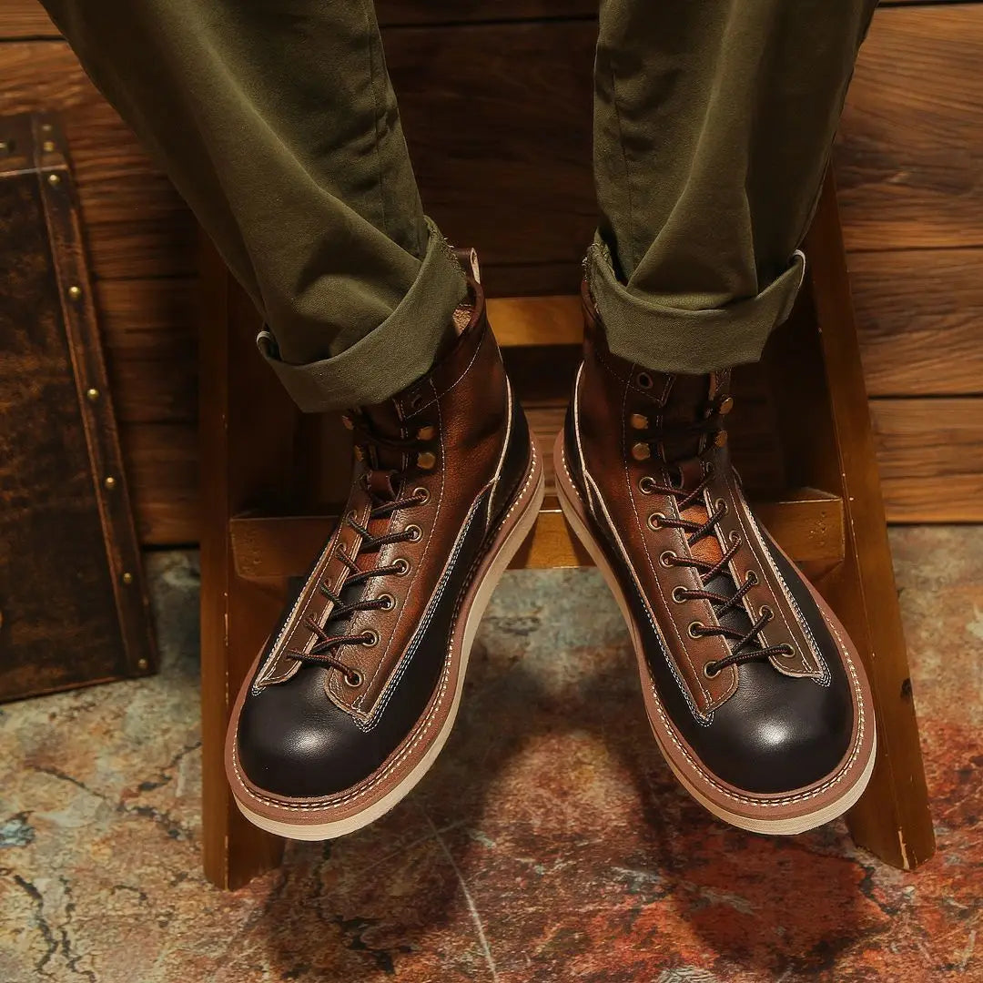 Retro Durable Stitchdown Rugged Style Boots - Genuine Leather