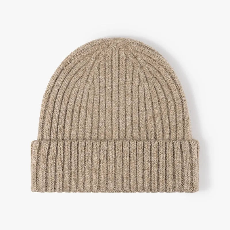 Thick Wool Beanie Hat - Warm Knitted Cap