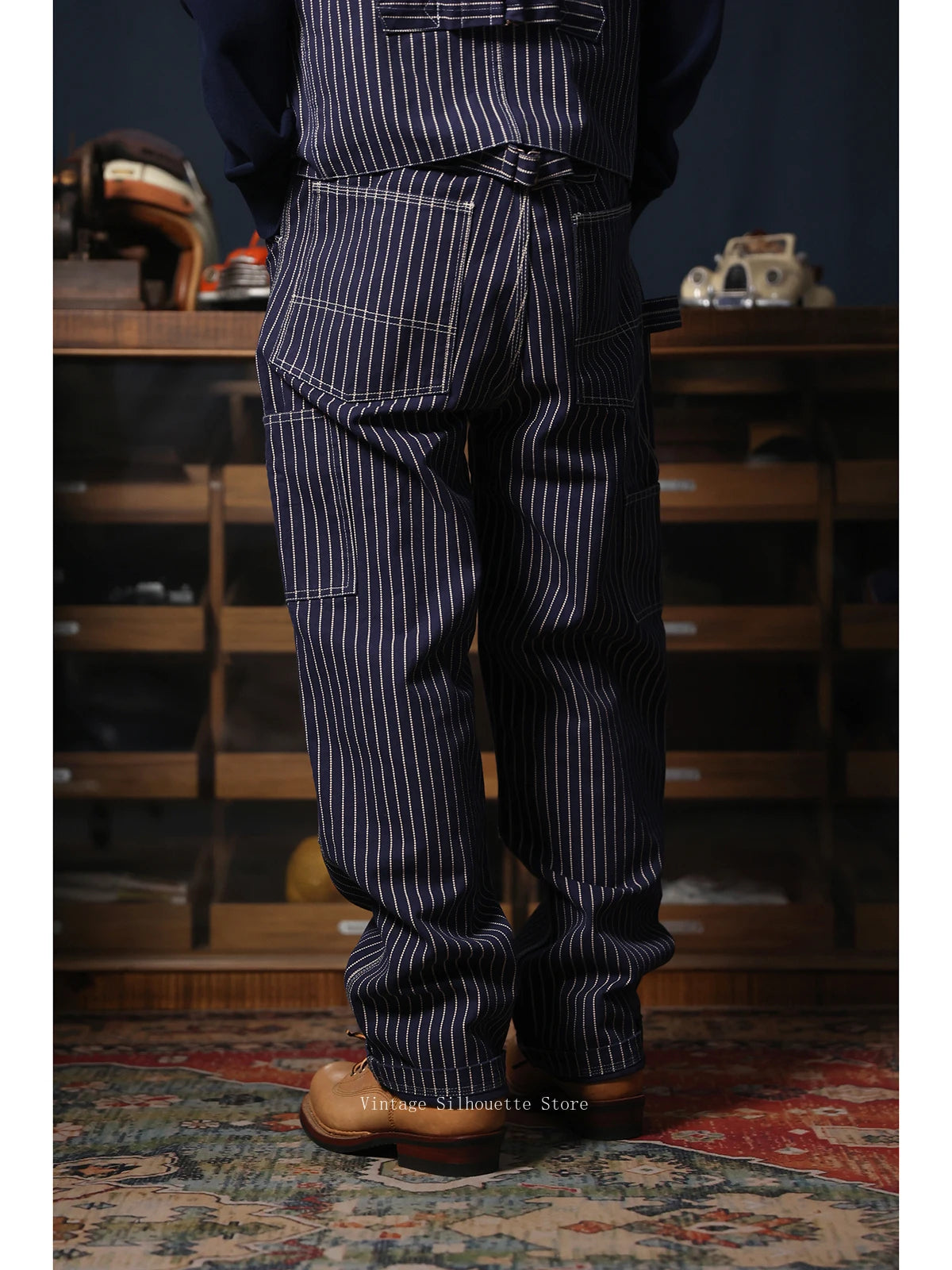 Men's Vintage Striped Denim Wabash Carpenter Pants