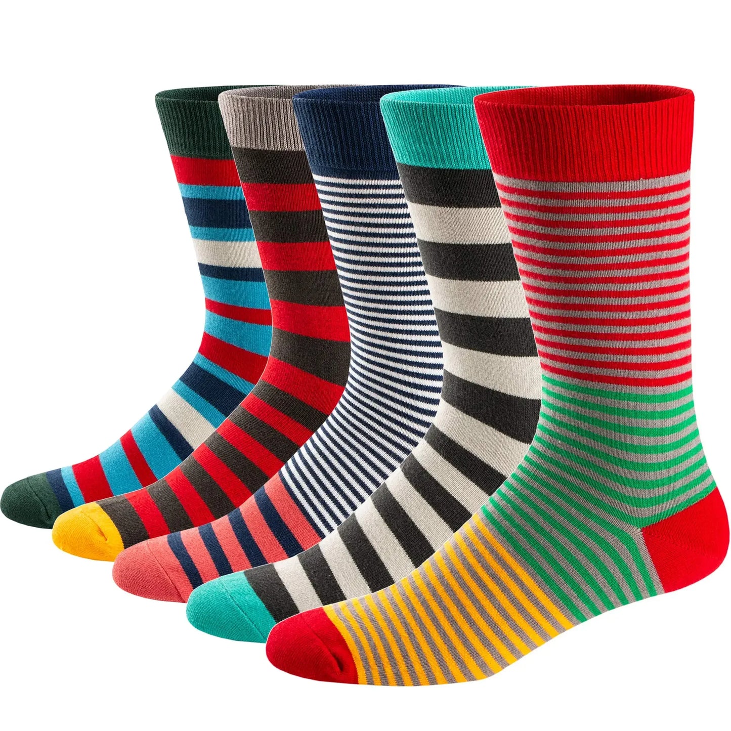 Men's Colorful Striped Dress Socks - 5 Pack