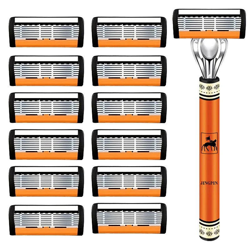 6 Layer Safety Razor Set For Men Stainless Steel Changeable Head Razor