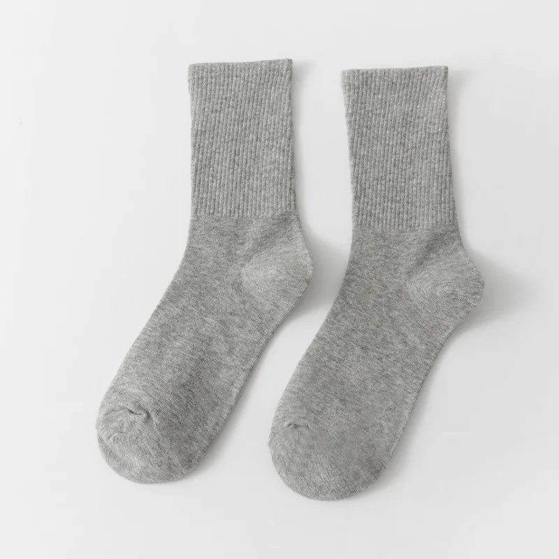 1 Pair Unisex Solid Color Breathable Cotton Socks