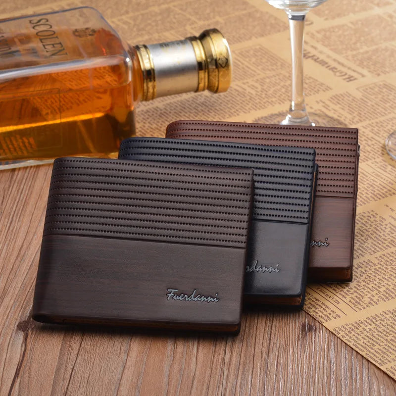 Men's Luxury Leather Wallet - Short Slim Design with Money Clip and Credit Card Holder