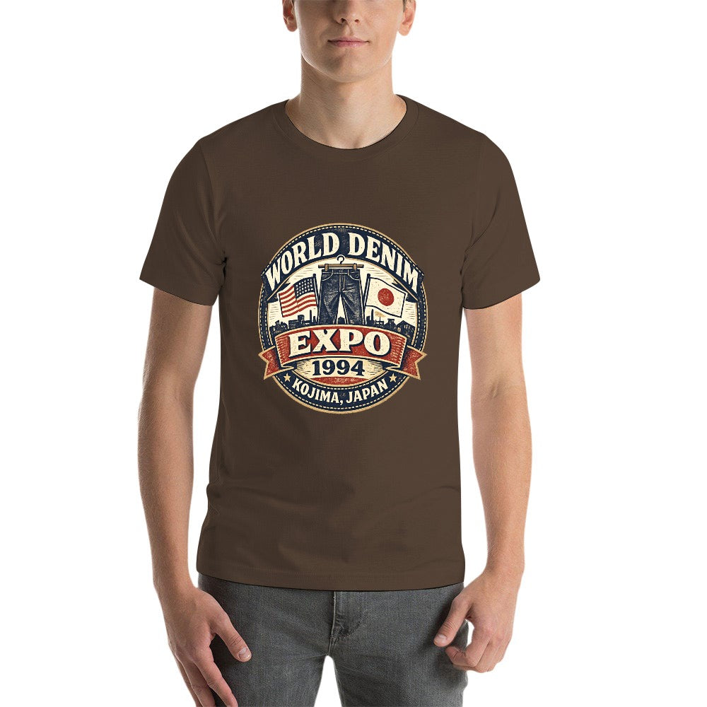 World Denim Expo 1994 Short Sleeve Cotton T Shirt - Brown