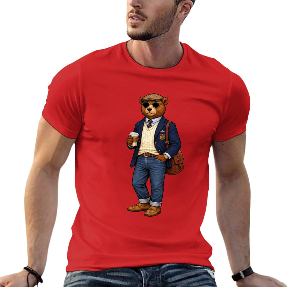 Men's Red Cotton T-Shirt - Oxford Bear