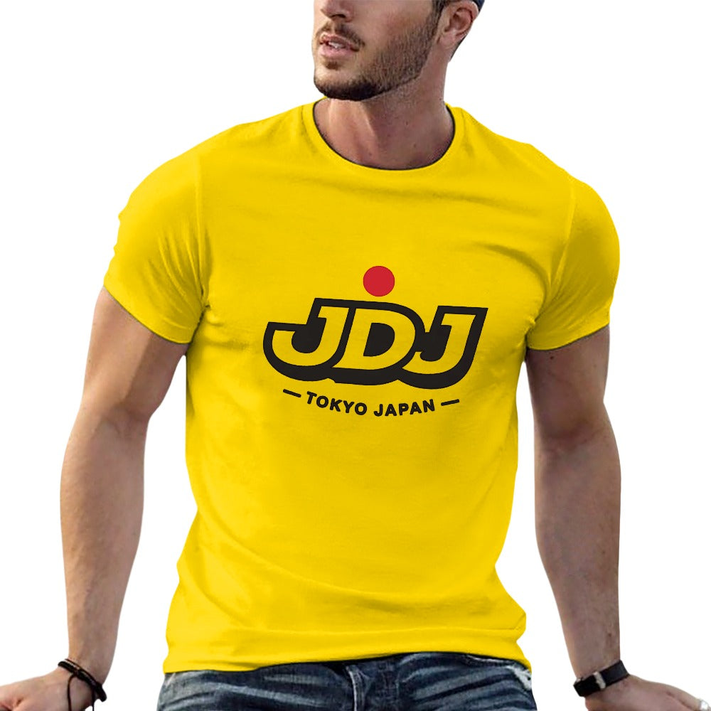 JDJ Logo Men's Short Sleeve Cotton T Shirt - Yellow
