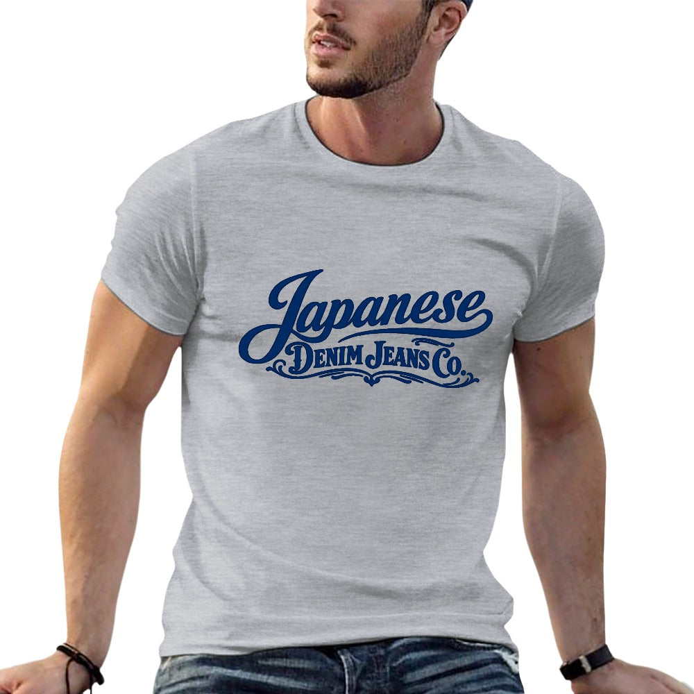 Japanese Denim Jeans Co. Men's Short Sleeve Cotton T-Shirt - Light Gray