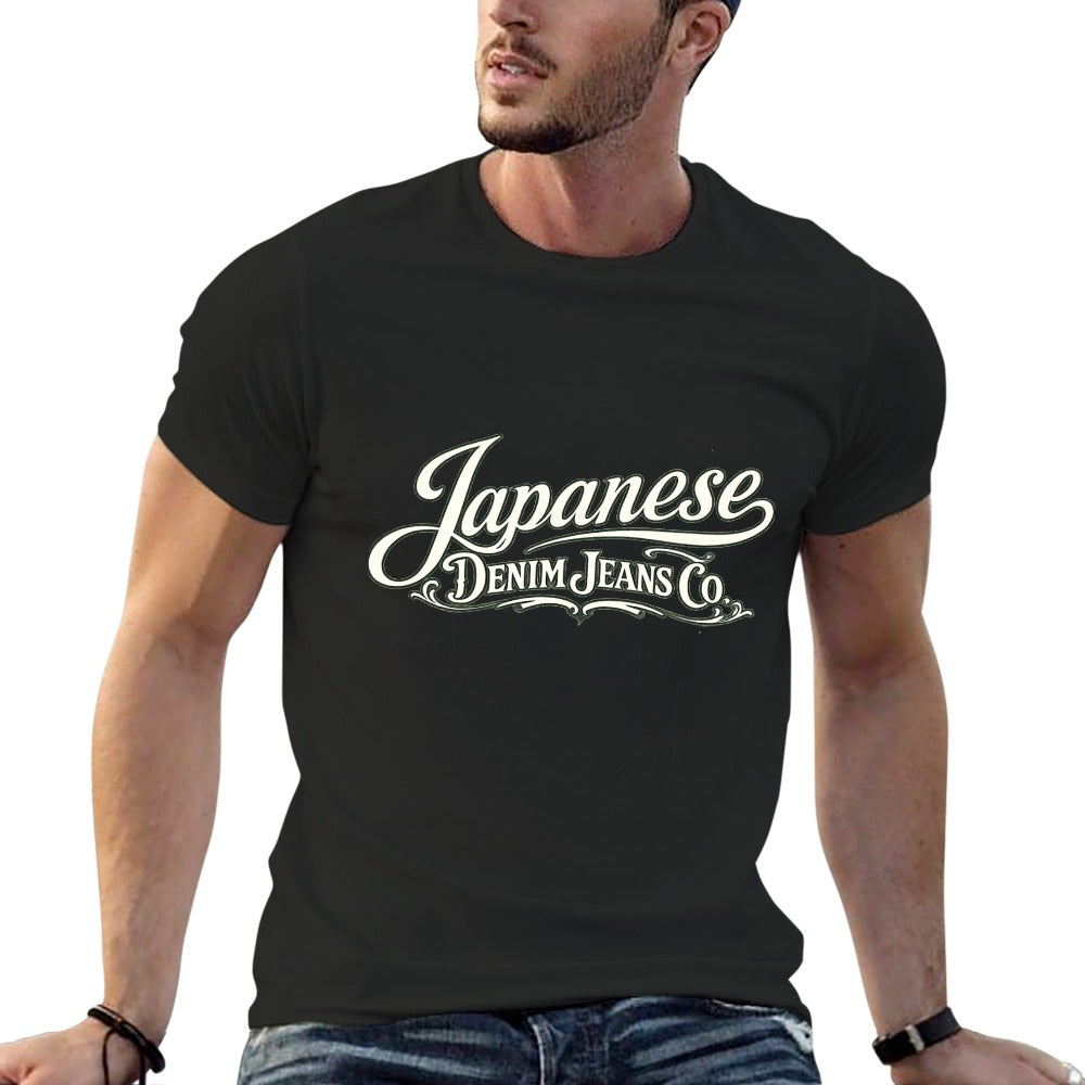 Japanese Denim Jeans Co. Men's Short Sleeve Cotton T-Shirt - Black