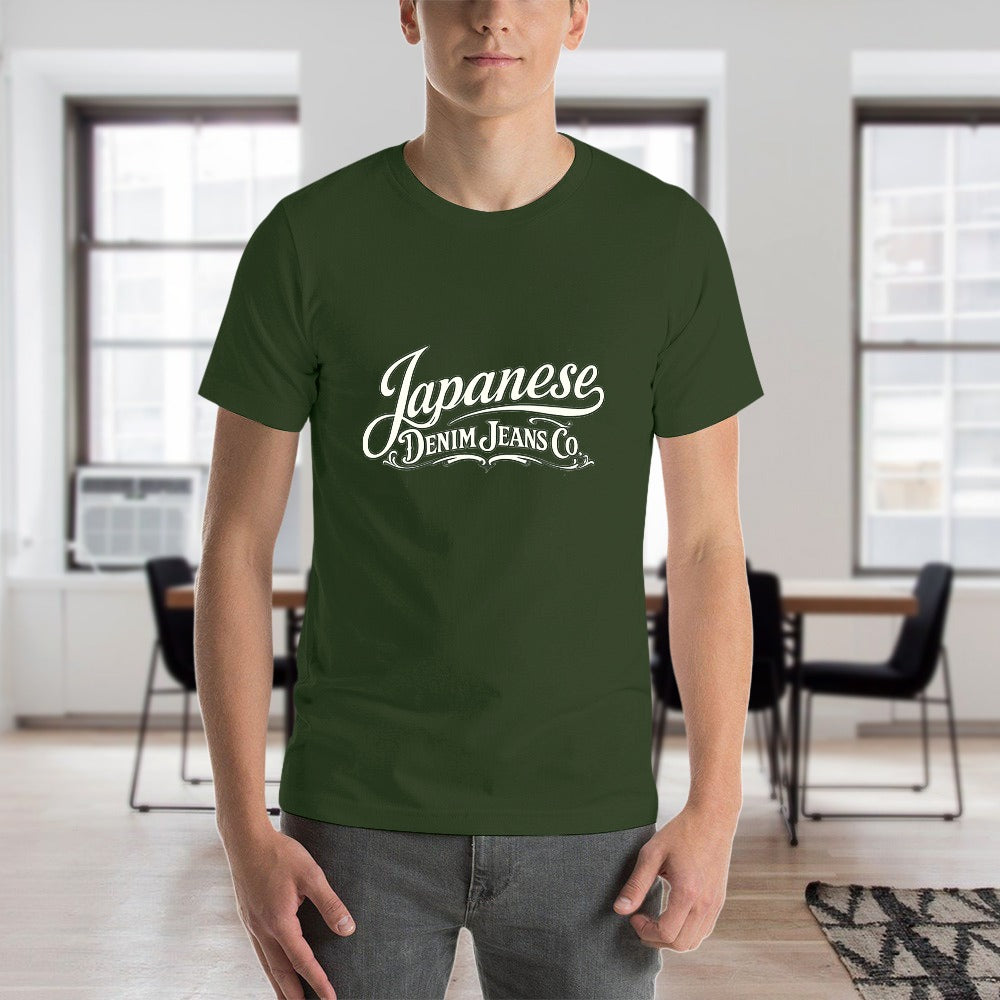 Japanese Denim Jeans Co. Men's  Short Sleeve Cotton T-Shirt - Army Green