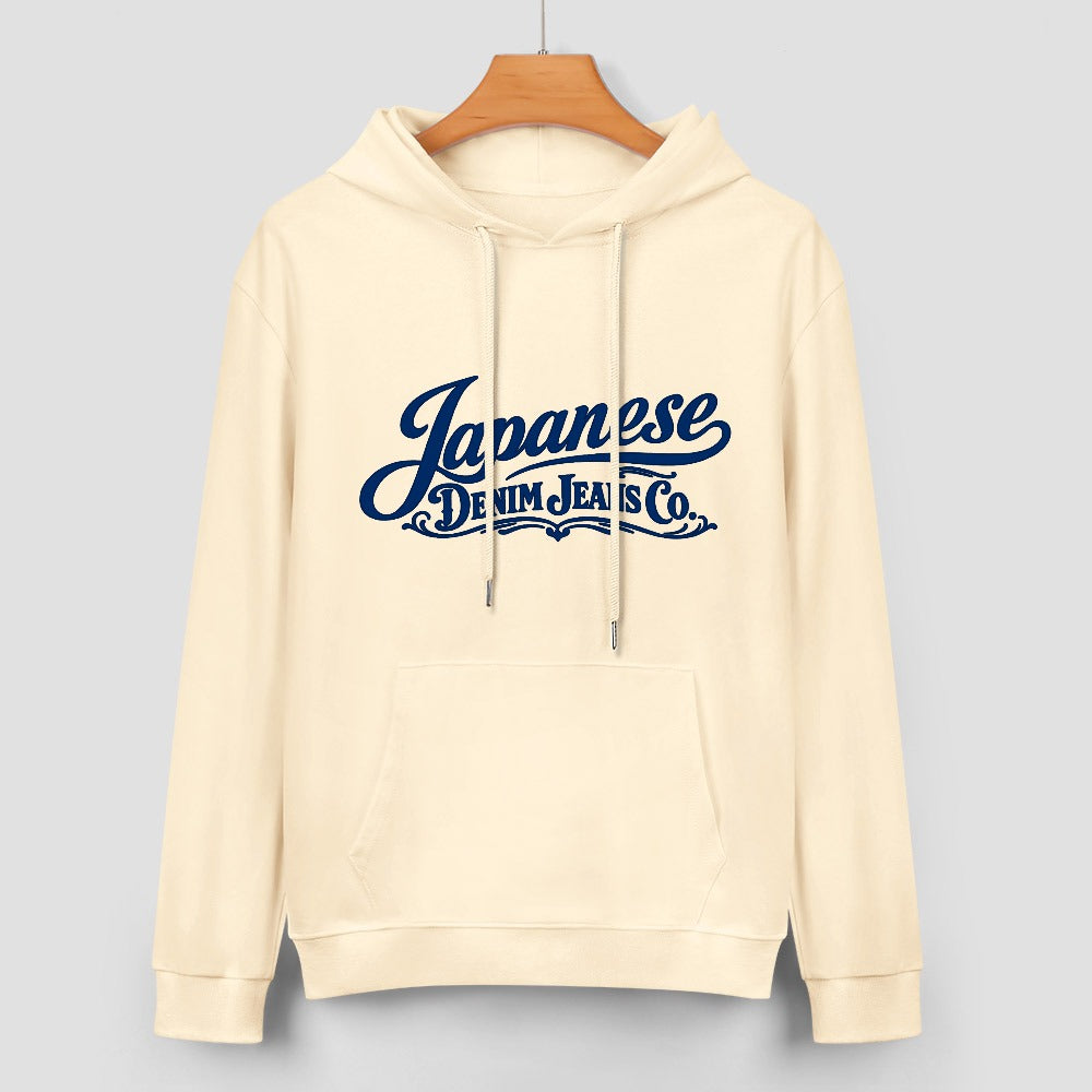 Japanese Denim Jeans Pure Cotton Hoodie - Cream
