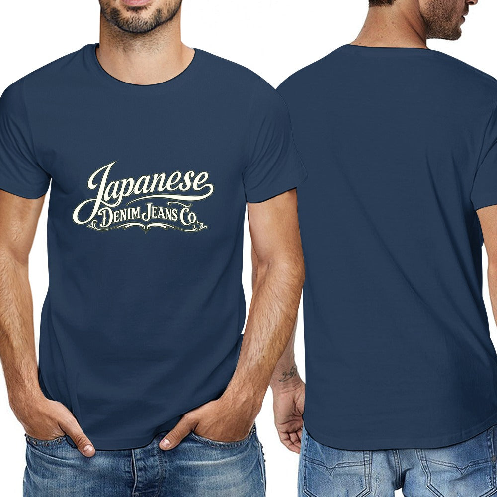 Japanese Denim Jeans Co. Men's Short Sleeve Cotton T-Shirt - Navy Blue