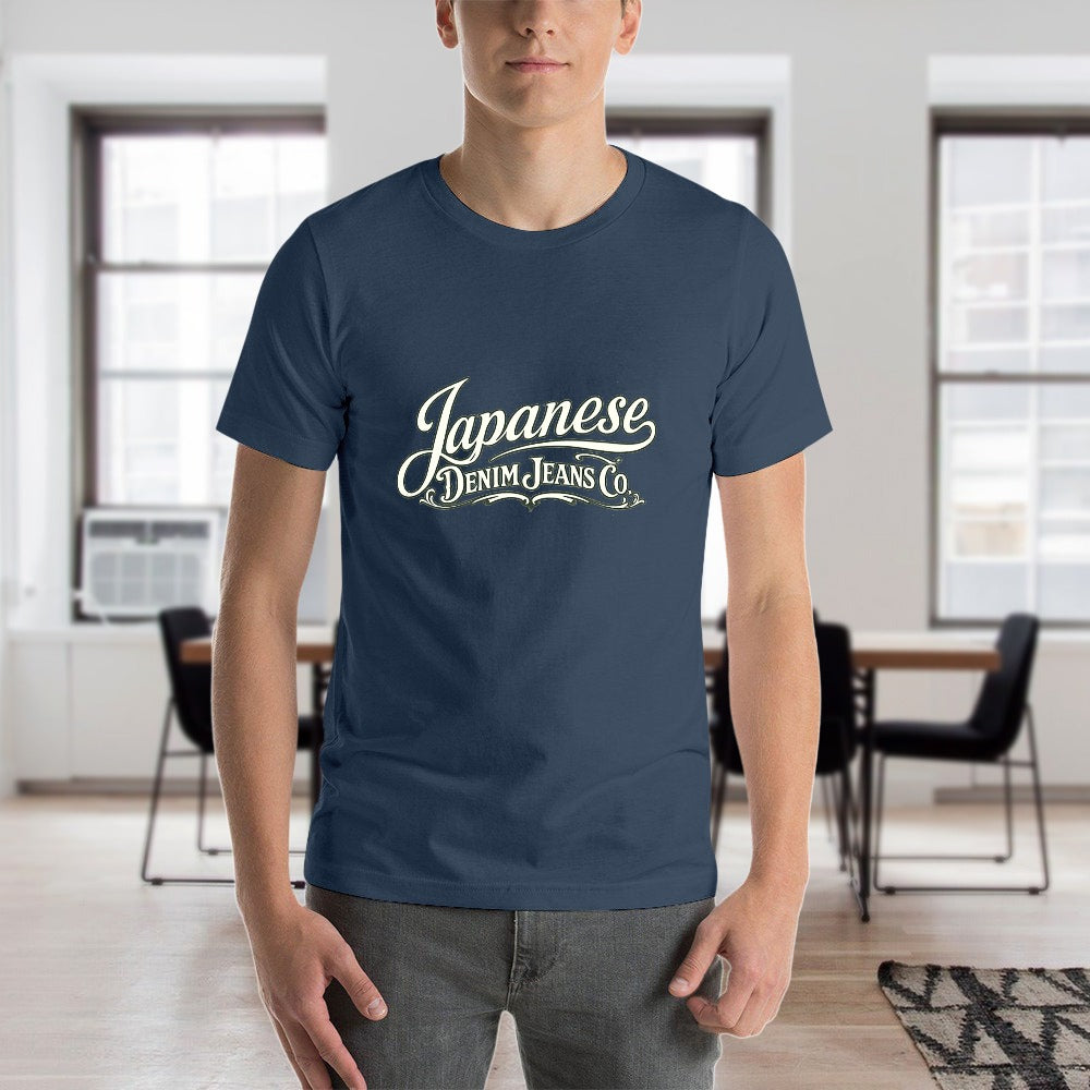 Japanese Denim Jeans Co. Men's Short Sleeve Cotton T-Shirt - Navy Blue
