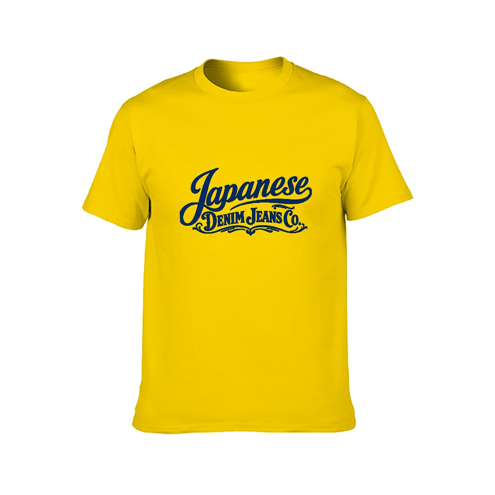 Japanese Denim Jeans Co. Men's Short Sleeve Cotton T-Shirt - Yellow