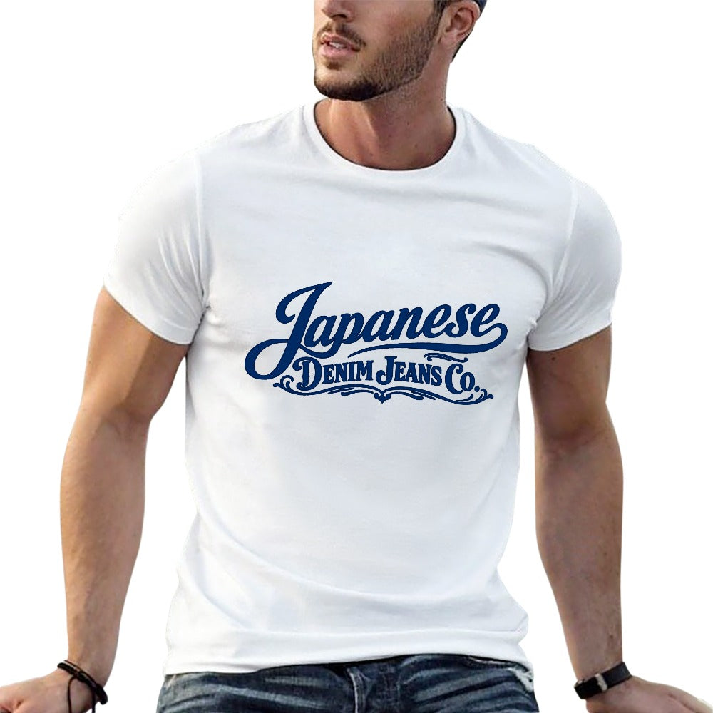 Japanese Denim Jeans Co. Men's 100% Cotton Short Sleeve T Shirt - White