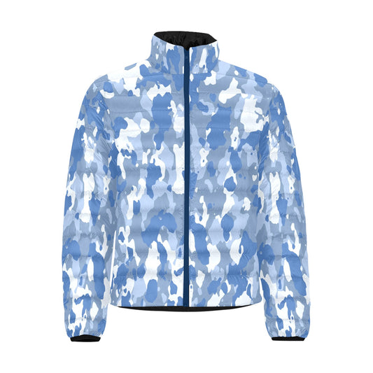 Light Blue Camo Puffer Bomber Jacket