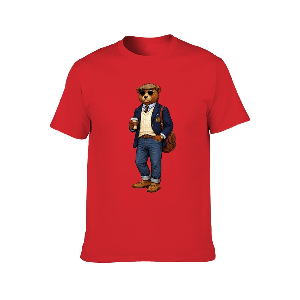 Men's Red Cotton T-Shirt - Oxford Bear