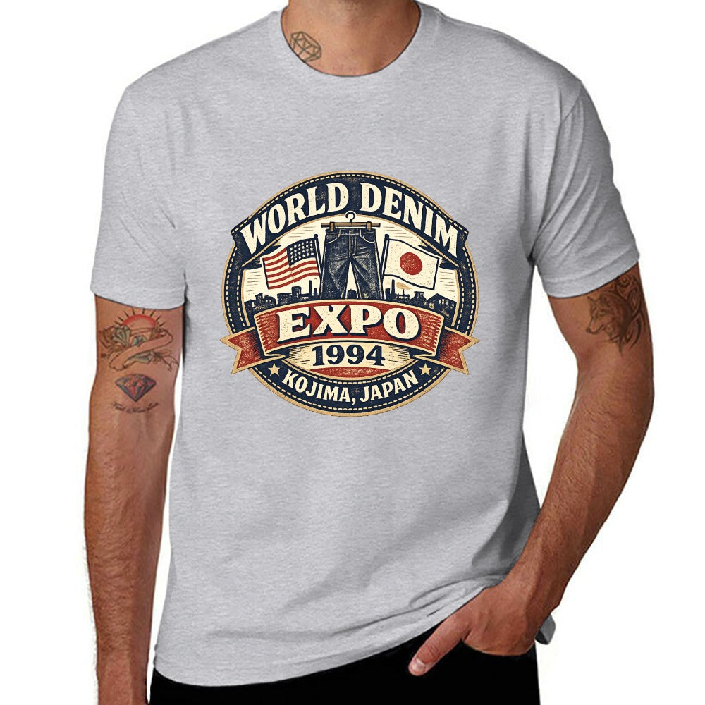 World Denim Expo 1994 Short Sleeve Cotton T Shirt Gray