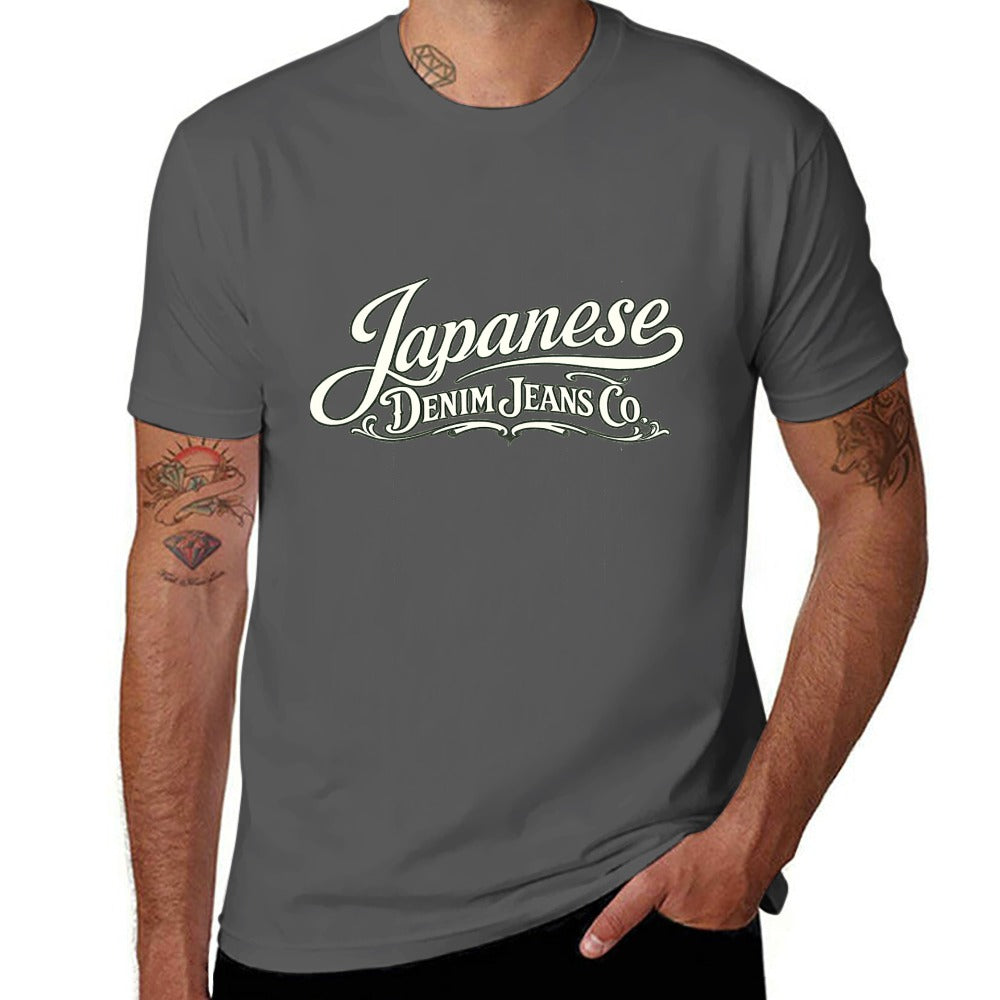 Japanese Denim Jeans Co. Men's Short Sleeve Cotton T-Shirt - Dark Gray
