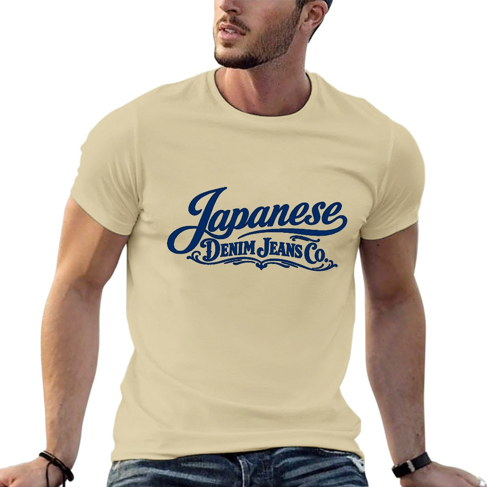 Japanese Denim Jeans Co. Men's Short Sleeve 100% Cotton T-shirt - Cream