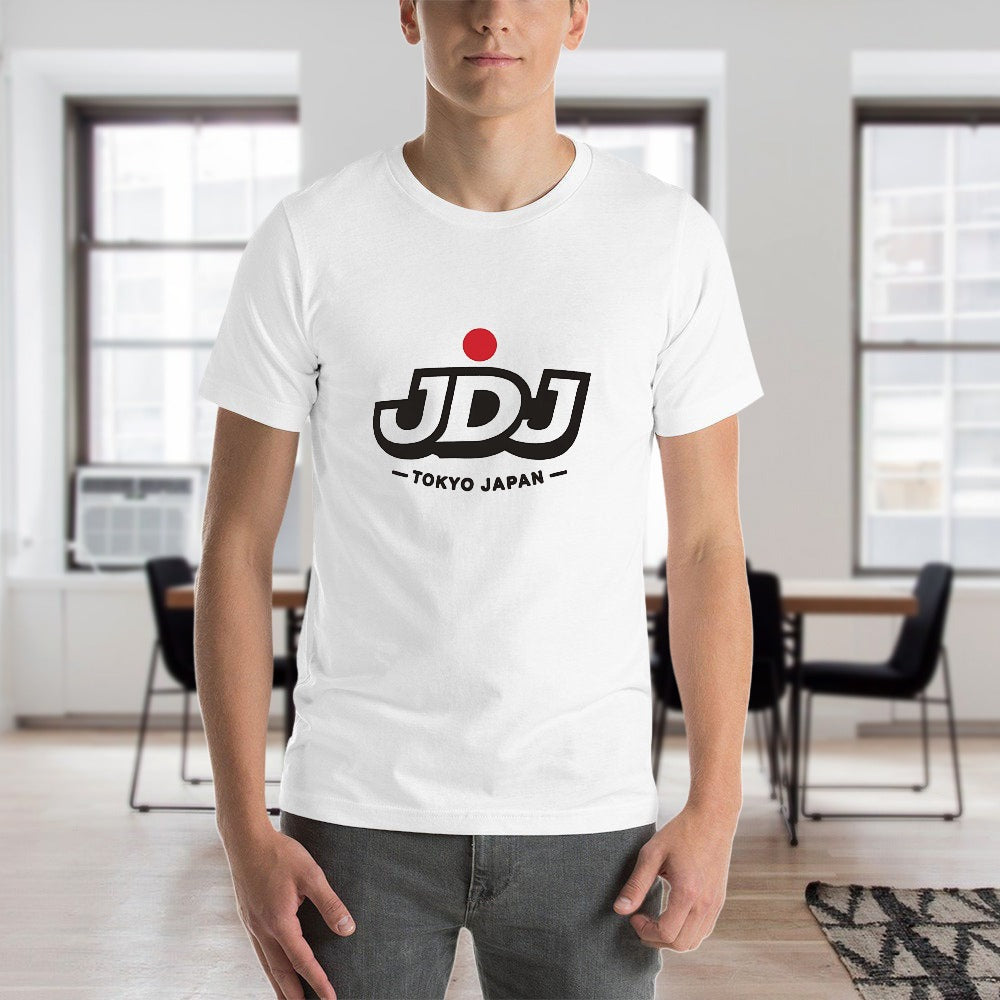JDJ Logo Men's White Cotton Short Sleeve T Shirt
