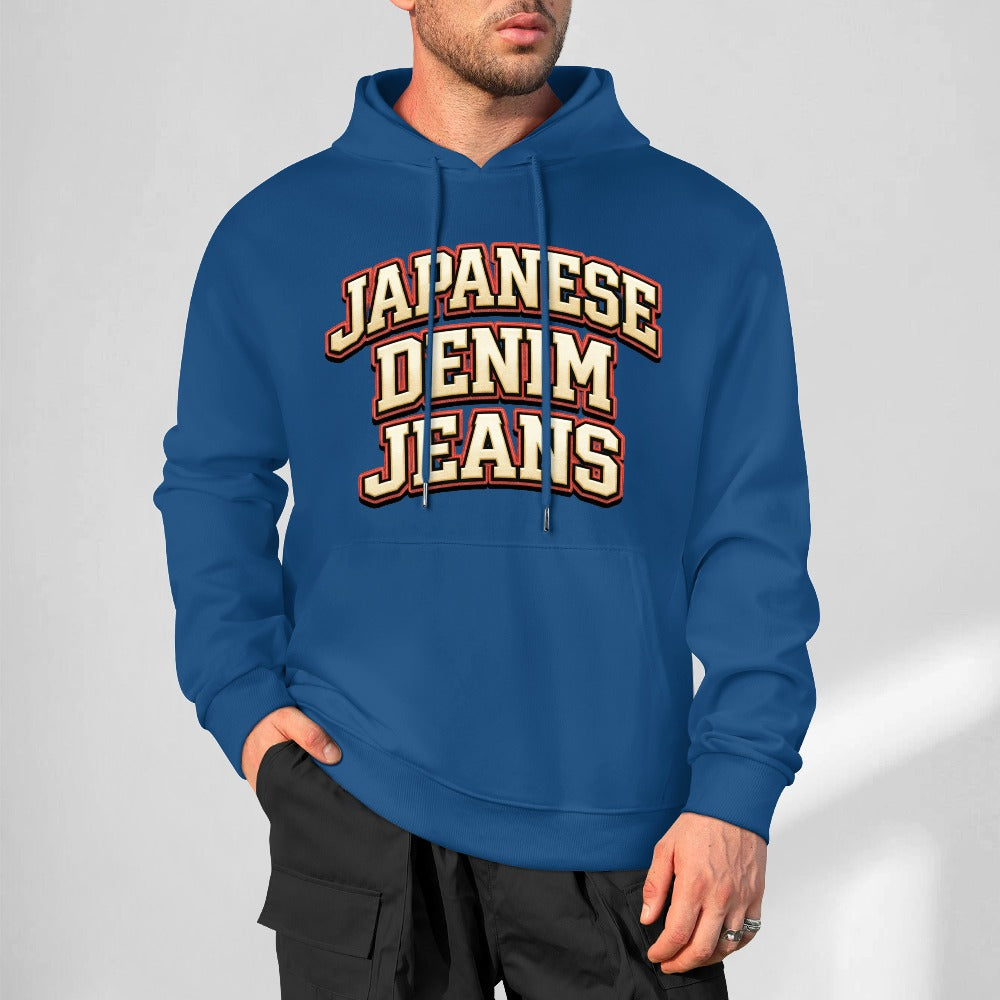 Japanese Denim University Hoodie - Dark Blue