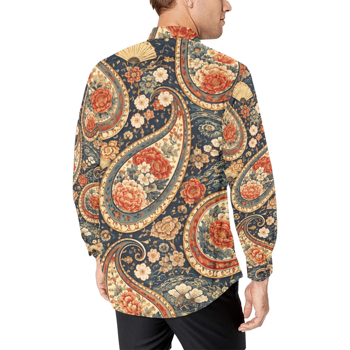 Japanese Paisley Men's All Over Print Long Sleeve Shirt