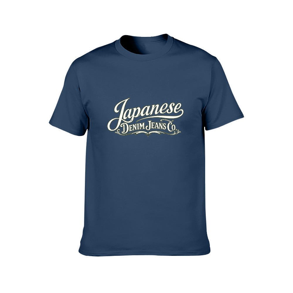 Japanese Denim Jeans Co. Men's Short Sleeve Cotton T-Shirt - Navy Blue