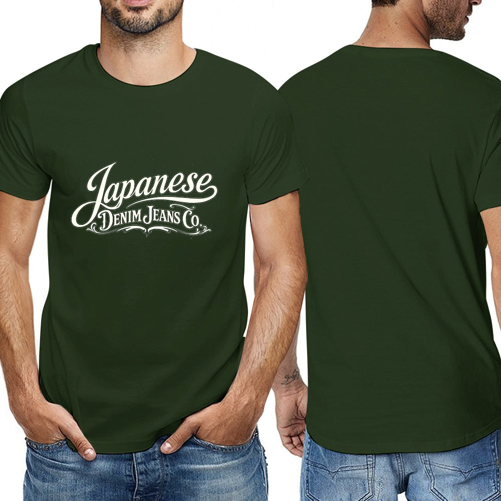 Japanese Denim Jeans Co. Men's  Short Sleeve Cotton T-Shirt - Army Green