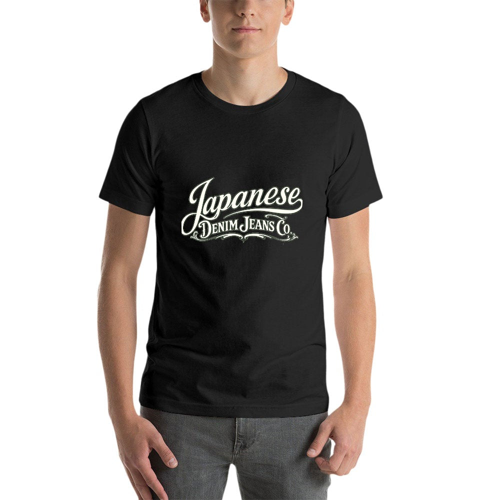 Japanese Denim Jeans Co. Men's Short Sleeve Cotton T-Shirt - Black