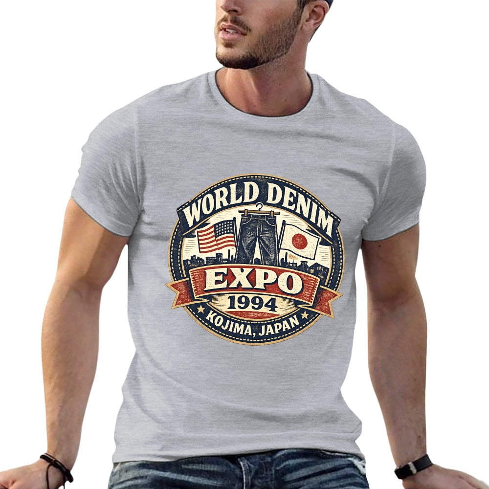 World Denim Expo 1994 Short Sleeve Cotton T Shirt Gray