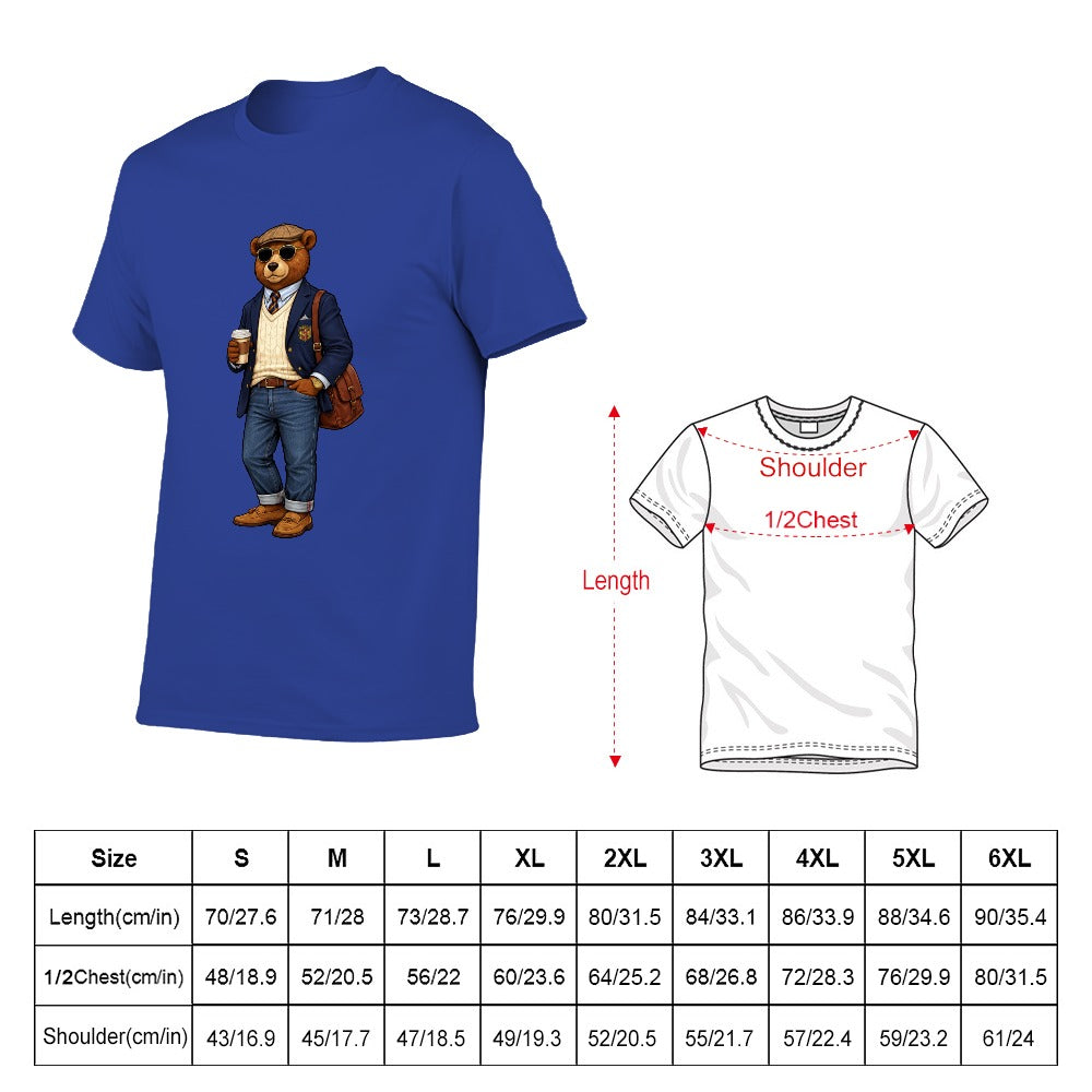 Oxford Denim Bear Men's Short Sleeve T Shirt - Blue