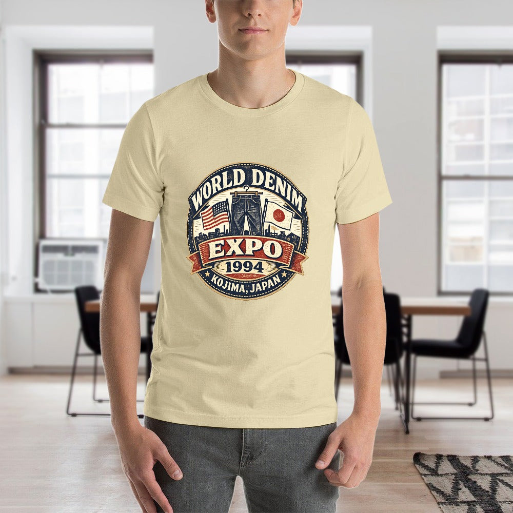 World Denim Expo 1994 Short Sleeve 100 Percent Cotton T Shirt - Beige