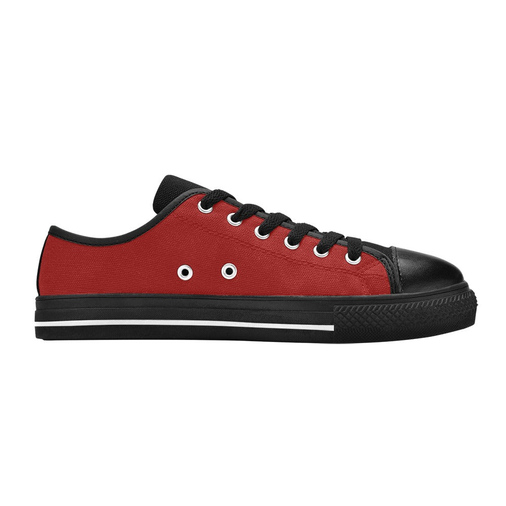 Canvas Low Top Men's Shoes - Dark Red