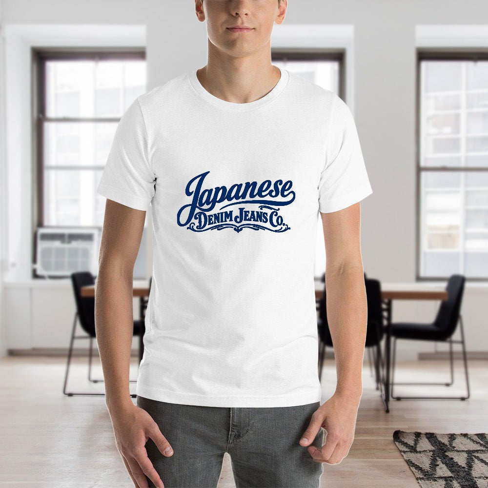Japanese Denim Jeans Co. Men's 100% Cotton Short Sleeve T Shirt - White