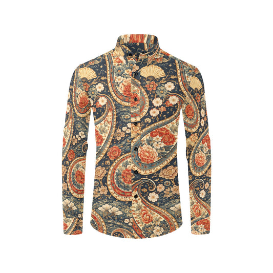 Japanese Paisley Men's All Over Print Long Sleeve Shirt